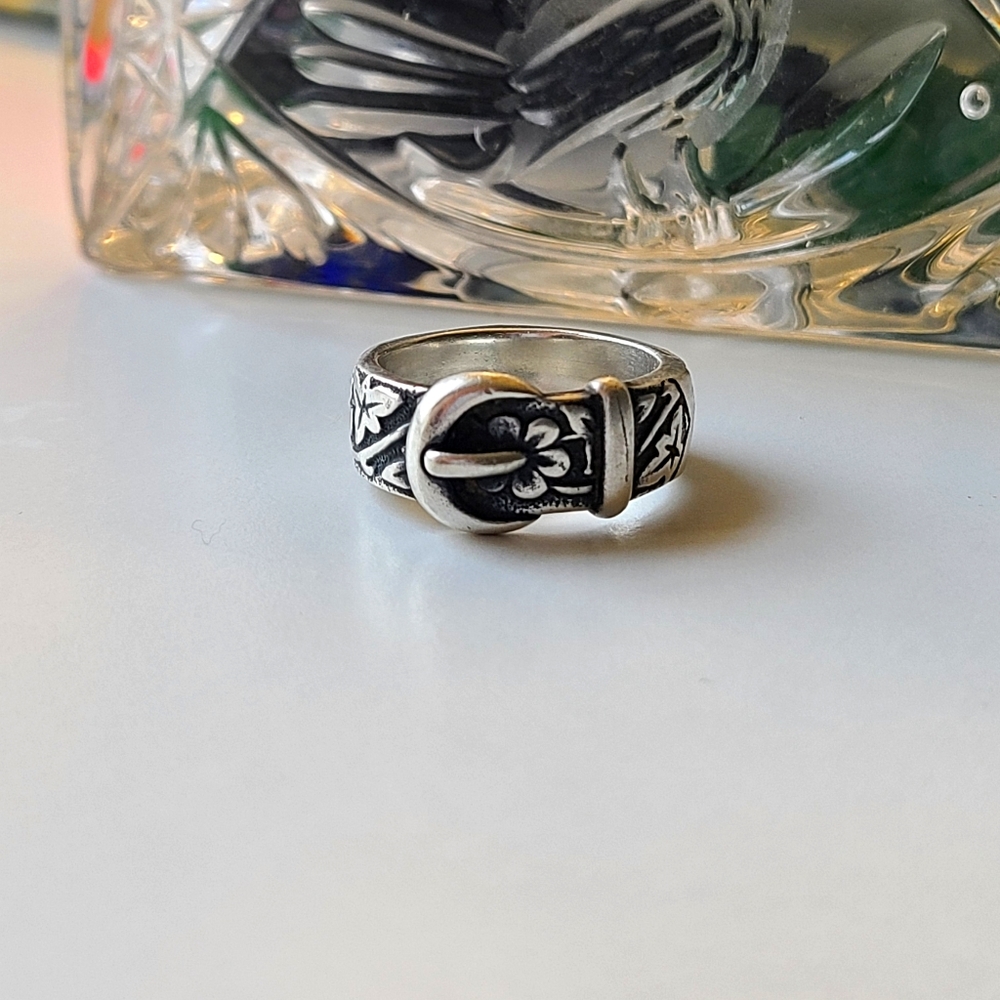 James Avery Floral Belt Buckle Ring Size 7